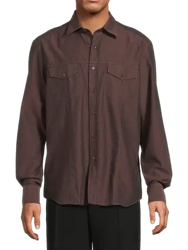 Stefano Ricci Men's Cotton Poplin Shirt - Dark Blue Dark Wash | Thumbnail 3 Stefano Ricci Men's Cotton Poplin Shirt - Dark Blue Dark Wash | Thumbnail 3