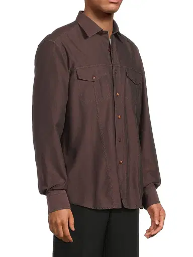 Stefano Ricci Men's Cotton Poplin Shirt - Dark Blue Dark Wash | Thumbnail 4 Stefano Ricci Men's Cotton Poplin Shirt - Dark Blue Dark Wash | Thumbnail 4