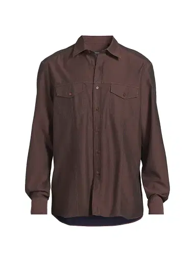 Stefano Ricci Men's Cotton Poplin Shirt - Dark Blue Dark Wash | Thumbnail 1 Stefano Ricci Men's Cotton Poplin Shirt - Dark Blue Dark Wash | Thumbnail 1