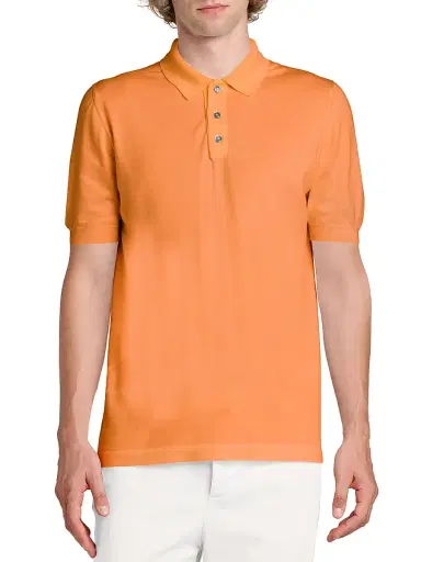 Kiton Men's Cotton Polo Shirt - Bright Orange | Thumbnail 3 Kiton Men's Cotton Polo Shirt - Bright Orange | Thumbnail 3