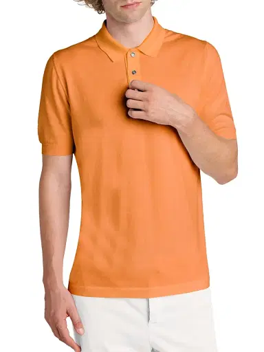 Kiton Men's Cotton Polo Shirt - Bright Orange | Thumbnail 6 Kiton Men's Cotton Polo Shirt - Bright Orange | Thumbnail 6
