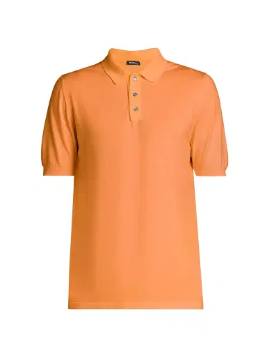 Kiton Men's Cotton Polo Shirt - Bright Orange | Thumbnail 1 Kiton Men's Cotton Polo Shirt - Bright Orange | Thumbnail 1
