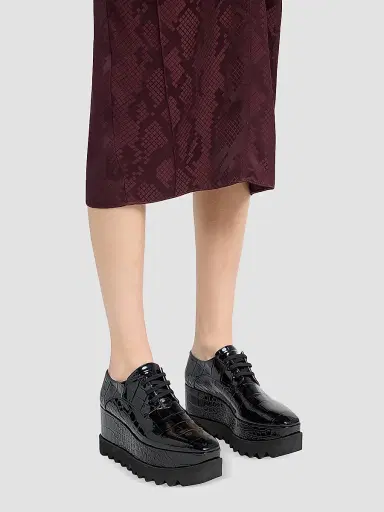Stella McCartney Women's Elyse 80MM Croc-Embossed Patent Platform Derbys - Black - Size 9.5 | Thumbnail 2 Stella McCartney Women's Elyse 80MM Croc-Embossed Patent Platform Derbys - Black - Size 9.5 | Thumbnail 2