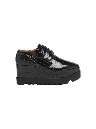Stella McCartney Women's Elyse 80MM Croc-Embossed Patent Platform Derbys - Black - Size 9.5 | Thumbnail 1 Stella McCartney Women's Elyse 80MM Croc-Embossed Patent Platform Derbys - Black - Size 9.5 | Thumbnail 1