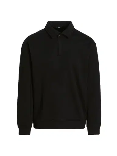Saks Fifth Avenue Men's Foundation Johnny-Collar Fleece Polo Shirt - Black - Size XXL | Thumbnail 1 Saks Fifth Avenue Men's Foundation Johnny-Collar Fleece Polo Shirt - Black - Size XXL | Thumbnail 1