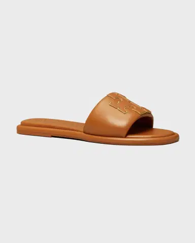 Tory Burch Double T Leather Medallion Slide Sandals | Thumbnail 2 Tory Burch Double T Leather Medallion Slide Sandals | Thumbnail 2