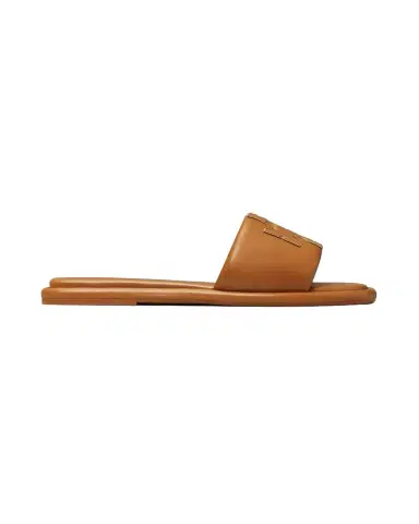 Tory Burch Double T Leather Medallion Slide Sandals | Thumbnail 1 Tory Burch Double T Leather Medallion Slide Sandals | Thumbnail 1