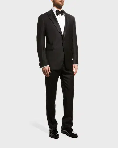 Emporio Armani Men's Solid Peak-Lapel Tuxedo | Thumbnail 2 Emporio Armani Men's Solid Peak-Lapel Tuxedo | Thumbnail 2