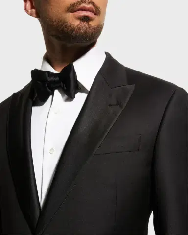 Emporio Armani Men's Solid Peak-Lapel Tuxedo | Thumbnail 5 Emporio Armani Men's Solid Peak-Lapel Tuxedo | Thumbnail 5