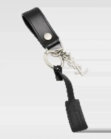 Saint Laurent Men's Cassandre Leather Keychain | Thumbnail 2 Saint Laurent Men's Cassandre Leather Keychain | Thumbnail 2