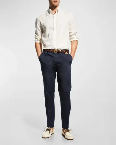 Brunello Cucinelli Men's American Pima Italian-Fit Chino Trousers | Thumbnail 2 Brunello Cucinelli Men's American Pima Italian-Fit Chino Trousers | Thumbnail 2