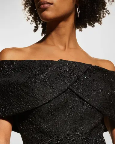 Rickie Freeman for Teri Jon Off-Shoulder Jacquard Column Gown | Thumbnail 5 Rickie Freeman for Teri Jon Off-Shoulder Jacquard Column Gown | Thumbnail 5