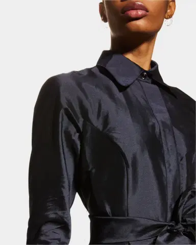 Rickie Freeman for Teri Jon 3/4-Sleeve Taffeta Shirtdress Gown | Thumbnail 5 Rickie Freeman for Teri Jon 3/4-Sleeve Taffeta Shirtdress Gown | Thumbnail 5