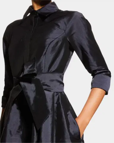 Rickie Freeman for Teri Jon 3/4-Sleeve Taffeta Shirtdress Gown | Thumbnail 7 Rickie Freeman for Teri Jon 3/4-Sleeve Taffeta Shirtdress Gown | Thumbnail 7