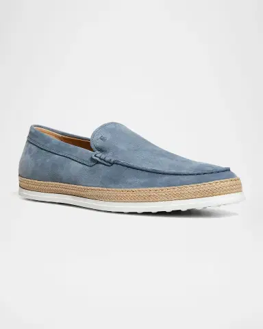 Tod's Men's Nuova Pantofola Comma Rafia TV Suede Loafers | Thumbnail 2 Tod's Men's Nuova Pantofola Comma Rafia TV Suede Loafers | Thumbnail 2