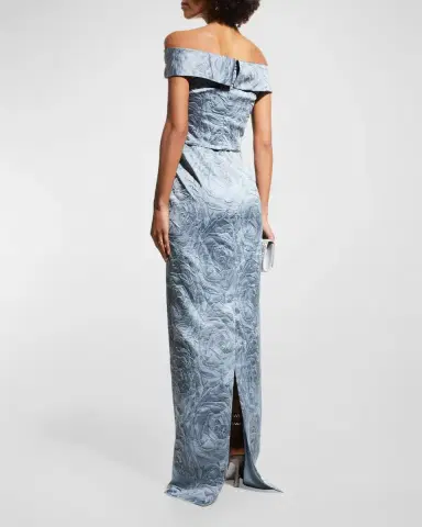Rickie Freeman for Teri Jon Off-Shoulder Jacquard Column Gown | Thumbnail 4 Rickie Freeman for Teri Jon Off-Shoulder Jacquard Column Gown | Thumbnail 4