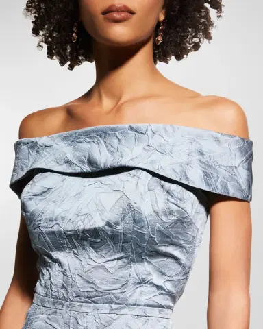 Rickie Freeman for Teri Jon Off-Shoulder Jacquard Column Gown | Thumbnail 5 Rickie Freeman for Teri Jon Off-Shoulder Jacquard Column Gown | Thumbnail 5