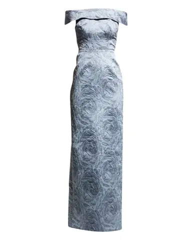 Rickie Freeman for Teri Jon Off-Shoulder Jacquard Column Gown | Thumbnail 1 Rickie Freeman for Teri Jon Off-Shoulder Jacquard Column Gown | Thumbnail 1