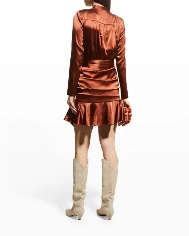 Veronica Beard Agatha Silk Ruched Mini A-Line Dress | Thumbnail 4 Veronica Beard Agatha Silk Ruched Mini A-Line Dress | Thumbnail 4
