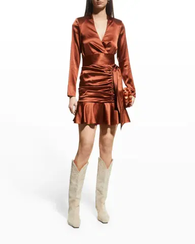 Veronica Beard Agatha Silk Ruched Mini A-Line Dress | Thumbnail 1 Veronica Beard Agatha Silk Ruched Mini A-Line Dress | Thumbnail 1