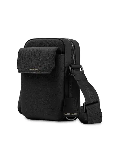 MAISON de SABRÉ Leather Messenger Bag - Black Caviar | Thumbnail 3 MAISON de SABRÉ Leather Messenger Bag - Black Caviar | Thumbnail 3