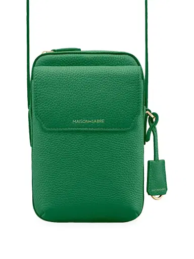 MAISON de SABRÉ Leather Zip Phone Pouch - Emerald Green | Thumbnail 3 MAISON de SABRÉ Leather Zip Phone Pouch - Emerald Green | Thumbnail 3