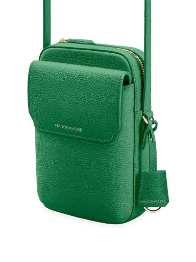 MAISON de SABRÉ Leather Zip Phone Pouch - Emerald Green | Thumbnail 5 MAISON de SABRÉ Leather Zip Phone Pouch - Emerald Green | Thumbnail 5