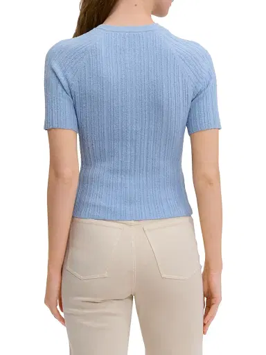 Rebecca Taylor Women's Bouclé Knit Cotton Blend Sweater - Azure | Thumbnail 5 Rebecca Taylor Women's Bouclé Knit Cotton Blend Sweater - Azure | Thumbnail 5