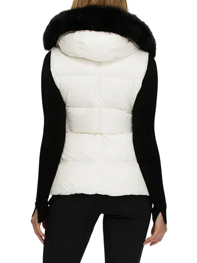 Gorski Women's Apres-Ski Vest with Detachable Toscana Shearling Lamb Hood Trim - Ivory - Size Small | Thumbnail 4 Gorski Women's Apres-Ski Vest with Detachable Toscana Shearling Lamb Hood Trim - Ivory - Size Small | Thumbnail 4