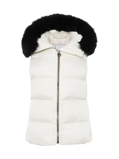 Gorski Women's Apres-Ski Vest with Detachable Toscana Shearling Lamb Hood Trim - Ivory - Size Small | Thumbnail 1 Gorski Women's Apres-Ski Vest with Detachable Toscana Shearling Lamb Hood Trim - Ivory - Size Small | Thumbnail 1