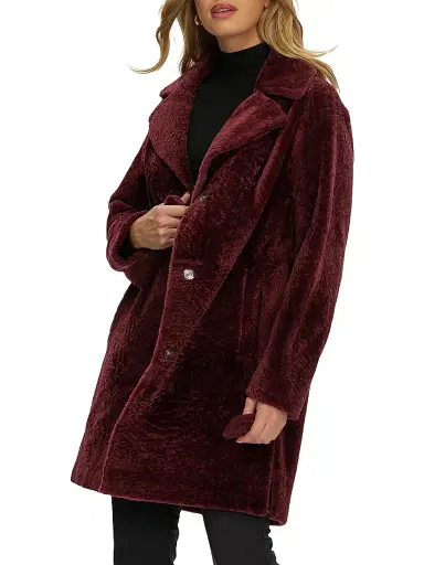 Gorski Women's Reversible Textured Shearling Lamb Stroller Belt - Burgundy - Size Small | Thumbnail 3 Gorski Women's Reversible Textured Shearling Lamb Stroller Belt - Burgundy - Size Small | Thumbnail 3
