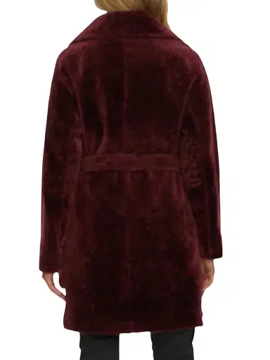 Gorski Women's Reversible Textured Shearling Lamb Stroller Belt - Burgundy - Size Small | Thumbnail 4 Gorski Women's Reversible Textured Shearling Lamb Stroller Belt - Burgundy - Size Small | Thumbnail 4