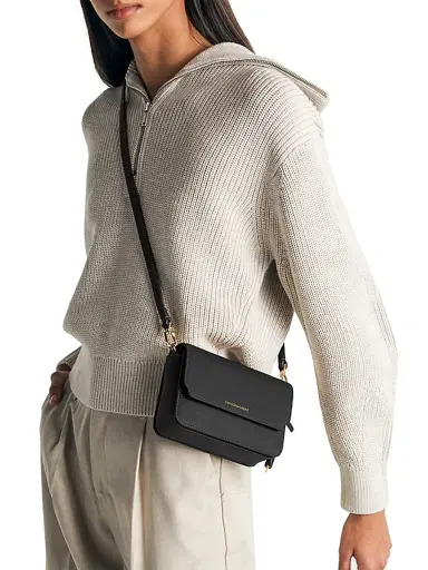MAISON de SABRÉ Women's Mini Leather Flap Bag - Black Caviar | Thumbnail 2 MAISON de SABRÉ Women's Mini Leather Flap Bag - Black Caviar | Thumbnail 2
