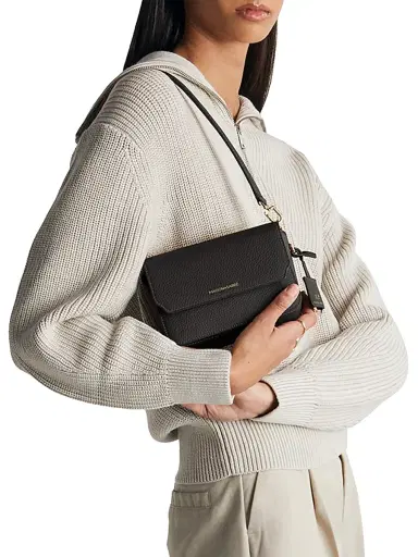 MAISON de SABRÉ Women's Mini Leather Flap Bag - Black Caviar | Thumbnail 3 MAISON de SABRÉ Women's Mini Leather Flap Bag - Black Caviar | Thumbnail 3