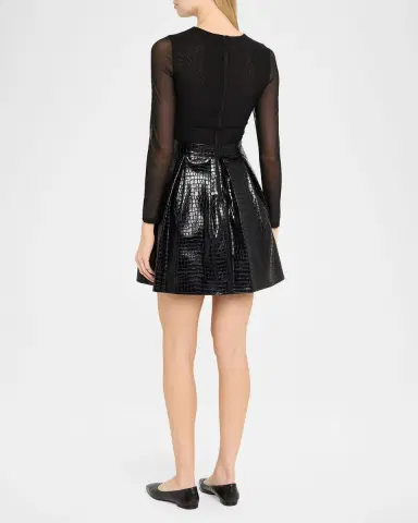 ALICE + OLIVIA Chara Vegan-Leather Party Dress | Thumbnail 3 ALICE + OLIVIA Chara Vegan-Leather Party Dress | Thumbnail 3