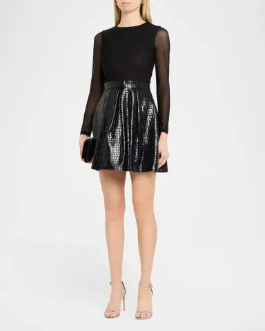 ALICE + OLIVIA Chara Vegan-Leather Party Dress | Thumbnail 4 ALICE + OLIVIA Chara Vegan-Leather Party Dress | Thumbnail 4