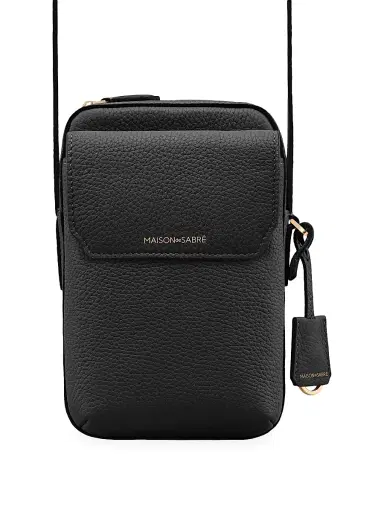 MAISON de SABRÉ Leather Zip Phone Pouch - Black Caviar | Thumbnail 3 MAISON de SABRÉ Leather Zip Phone Pouch - Black Caviar | Thumbnail 3