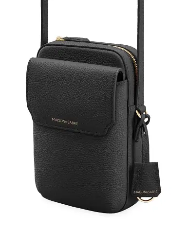 MAISON de SABRÉ Leather Zip Phone Pouch - Black Caviar | Thumbnail 5 MAISON de SABRÉ Leather Zip Phone Pouch - Black Caviar | Thumbnail 5