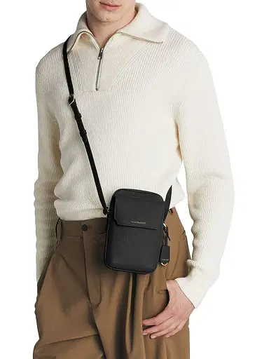 MAISON de SABRÉ Leather Zip Phone Pouch - Black Caviar | Thumbnail 1 MAISON de SABRÉ Leather Zip Phone Pouch - Black Caviar | Thumbnail 1