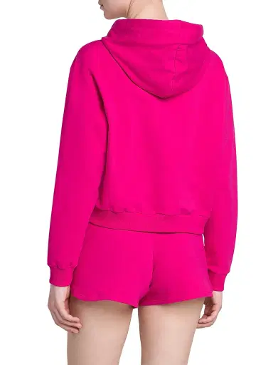 Moschino Women's Stretch-Cotton Cropped Hoodie - Fuchsia | Thumbnail 5 Moschino Women's Stretch-Cotton Cropped Hoodie - Fuchsia | Thumbnail 5