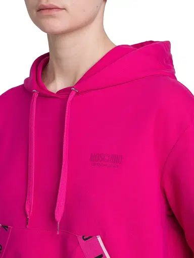 Moschino Women's Stretch-Cotton Cropped Hoodie - Fuchsia | Thumbnail 6 Moschino Women's Stretch-Cotton Cropped Hoodie - Fuchsia | Thumbnail 6