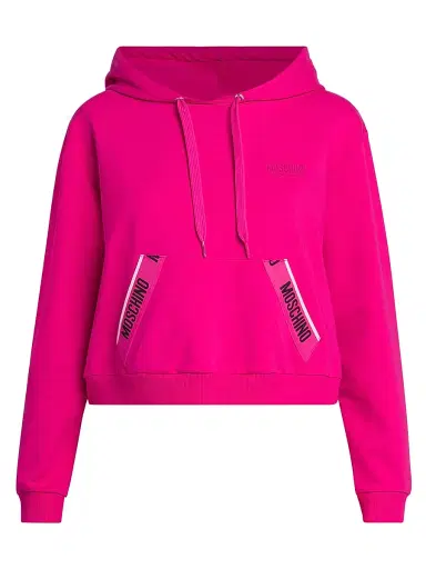 Moschino Women's Stretch-Cotton Cropped Hoodie - Fuchsia | Thumbnail 1 Moschino Women's Stretch-Cotton Cropped Hoodie - Fuchsia | Thumbnail 1