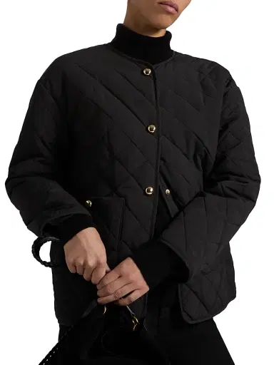 LAMARQUE Women's Hera Quilted Collarless Jacket - Black | Thumbnail 6 LAMARQUE Women's Hera Quilted Collarless Jacket - Black | Thumbnail 6