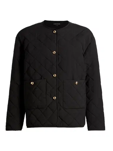 LAMARQUE Women's Hera Quilted Collarless Jacket - Black | Thumbnail 1 LAMARQUE Women's Hera Quilted Collarless Jacket - Black | Thumbnail 1