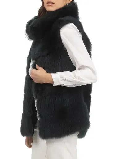 Gorski Women's Reversible Merinillo Shearling Lamb Vest - Emerald | Thumbnail 3 Gorski Women's Reversible Merinillo Shearling Lamb Vest - Emerald | Thumbnail 3