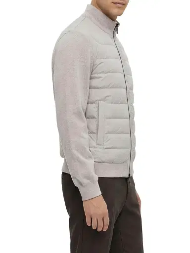 Gorski Men's Knit Bomber Jacket with Quilted Down - Beige - Size XXL | Thumbnail 5 Gorski Men's Knit Bomber Jacket with Quilted Down - Beige - Size XXL | Thumbnail 5