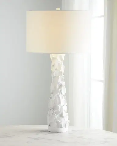 Old World Design White Gesso Oyster Shell Lamp | Thumbnail 2 Old World Design White Gesso Oyster Shell Lamp | Thumbnail 2