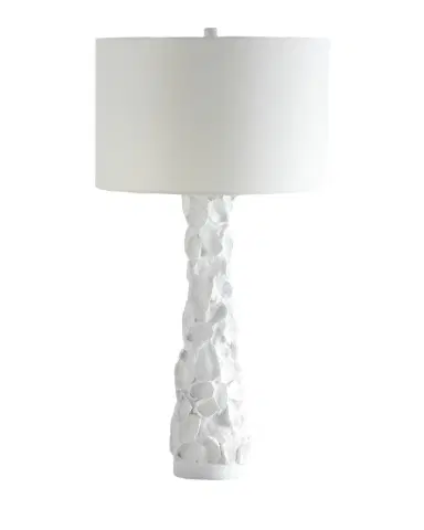 Old World Design White Gesso Oyster Shell Lamp | Thumbnail 1 Old World Design White Gesso Oyster Shell Lamp | Thumbnail 1