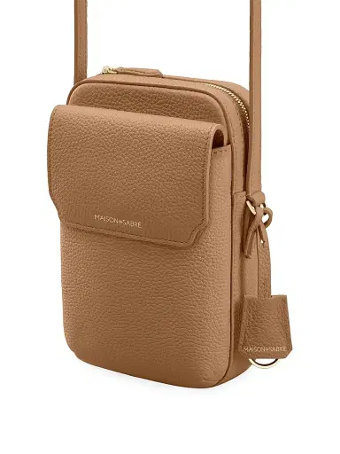 MAISON de SABRÉ Leather Zip Phone Pouch - Sandstone Brown | Thumbnail 5 MAISON de SABRÉ Leather Zip Phone Pouch - Sandstone Brown | Thumbnail 5