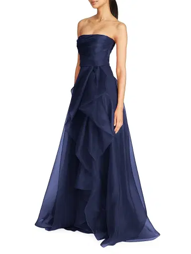 Theia Women's Teresa Draped Tulle Gown - Navy | Thumbnail 3 Theia Women's Teresa Draped Tulle Gown - Navy | Thumbnail 3